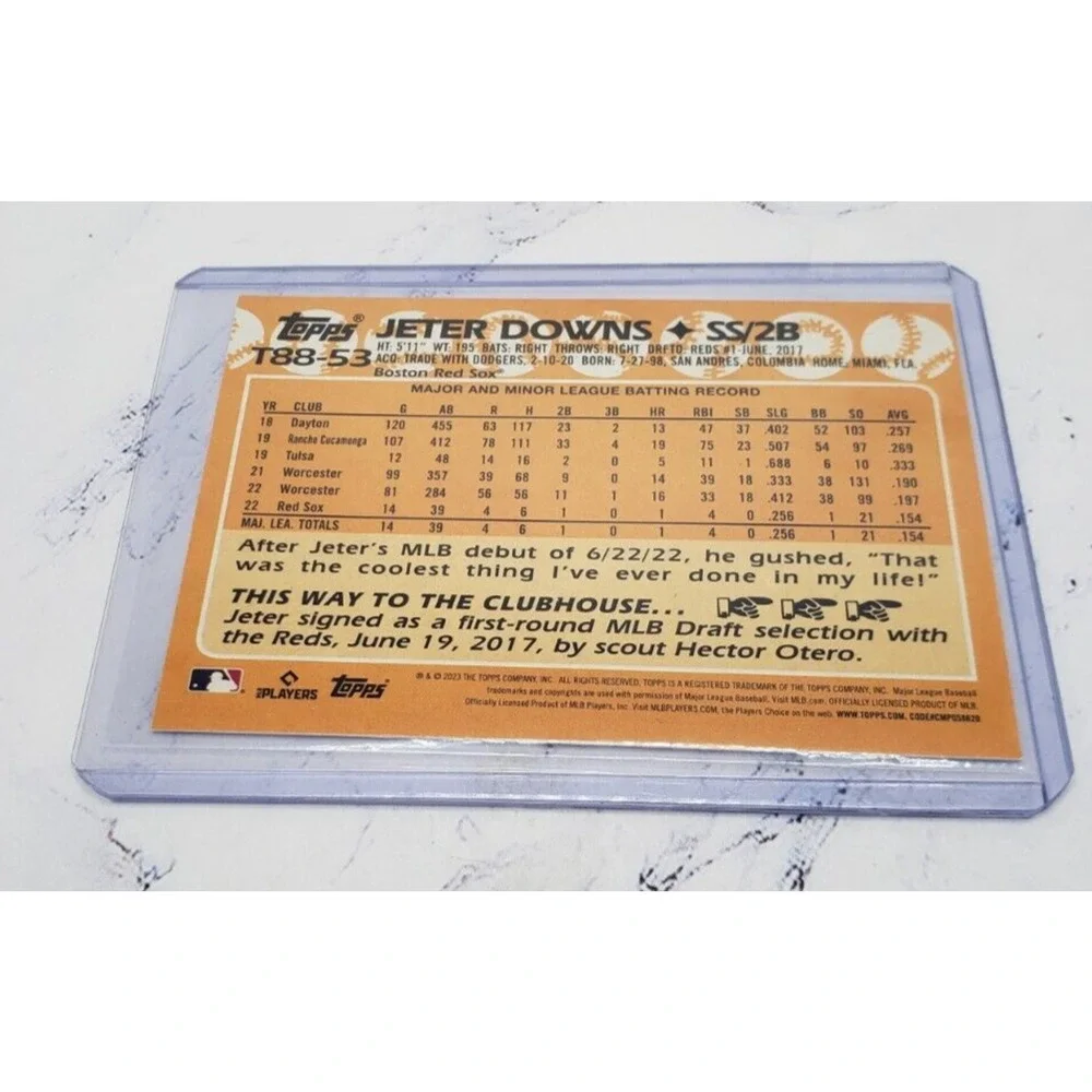 2023 Series One 1988 Topps Baseball #T88-53 Jeter Downs Boston Red Sox Card